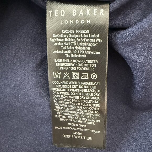 Ted Baker Tieri Embroidered Layered Mini Skirt Navy Blue Size 2 Preppy Coastal - Picture 7 of 9